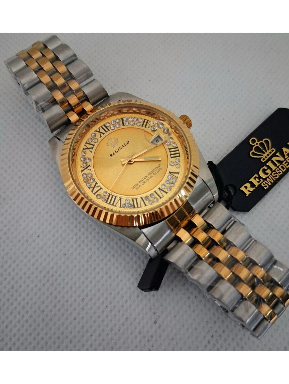 NEW IN BOX Men's Reginald 36mm Real Diamond Presidential Date Watch